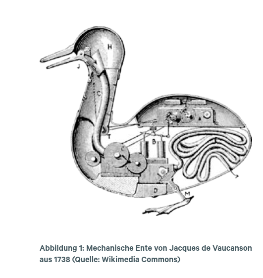 Abbildung 1: Mechanische Ente von Jacques de Vaucanson aus 1738 (Quelle: Wikimedia Commons)