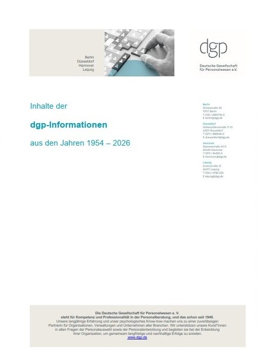 Fachmagazin für Personalpsychologie / Deutsche Gesellschaft für Personalwesen e. V. / dgp informationen